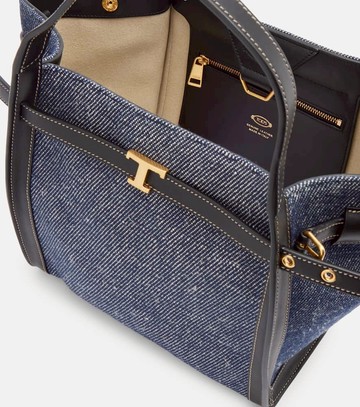Tod's Leather-trimmed canvas tote bag