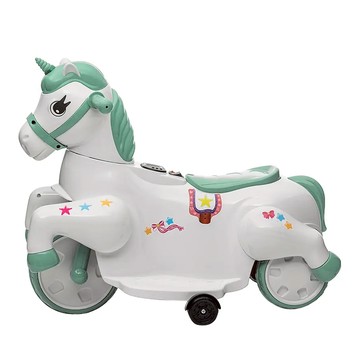 獨角獸可愛小馬造型兒童電動機車 HZB-025 馬卡龍綠 兒童電動車  1台
