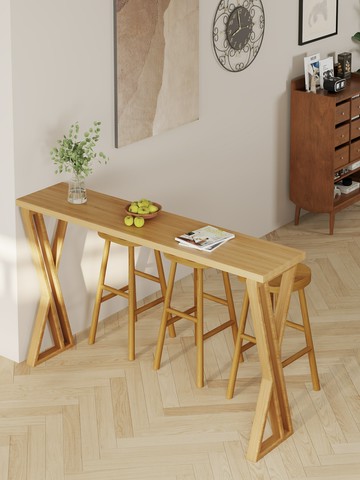 高腳桌吧台桌長條桌北歐全實木吧臺桌家用客廳隔斷陽臺靠墻高腳窄桌奶茶店長桌椅簡約