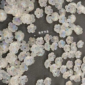瓣碗花瓣花托DIY手亞克力炫彩電鍍彩色五工材料飾品配件古風隔片