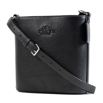 COACH Sophie 荔枝紋磁釦肩背斜背二用水桶包-黑色