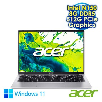 ACER Aspire Lite AL14-32P-C4QP 銀 14吋文書筆電 (WUXGA IPS/Intel N150/8G DDR5/512G PCIe SSD/WIN