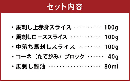 馬刺し たてがみ スペシャル セット 馬肉 赤身 ロース 中落ち たてがみ 醤油