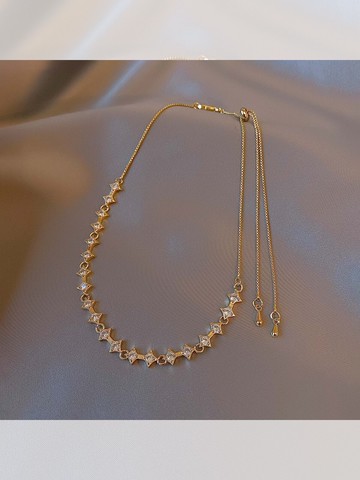 菱形星光項鏈女輕奢小眾時尚鎖骨鏈韓國氣質高級感秋冬短款毛衣鏈