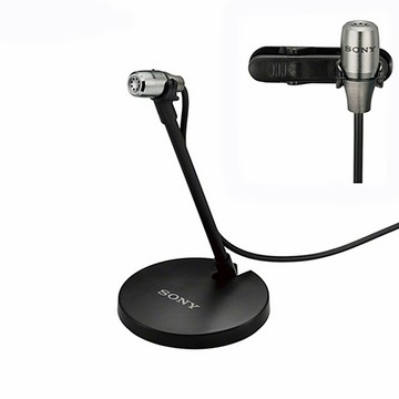 SONY 原廠電容式全指向性收音錄音麥克風ECM-PC60(兩用:領夾&底座;支援plug-in)micphone