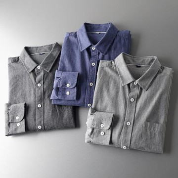 線下398！舒適磨絨！舒適細膩！春季新款男尖領休閑長袖襯衫襯衣