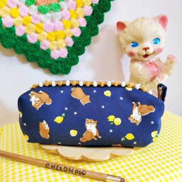 星星檸檬柴犬 胖胖包 化妝包 收納包 筆袋