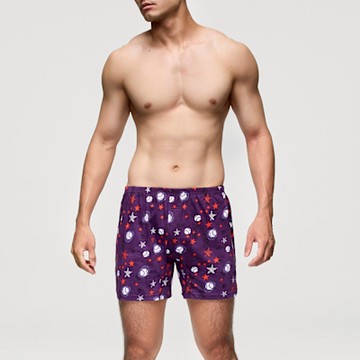 DADADO-野球聯盟 4L印花四角男內褲(紫) 天然絲光棉-吸濕排汗-GHQ511PU