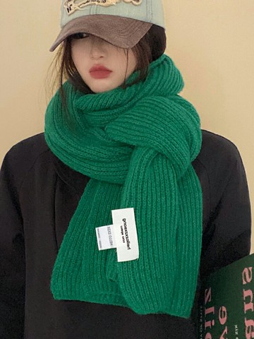 韓版ins百搭高級感純色圍巾女秋冬季學生加厚保暖毛線針織圍脖潮