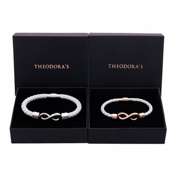 情侶對飾-無限磁吸真皮手環 女款灰&男款灰