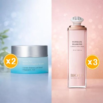 【全效呵護】BIO UP 自然美 皇家黑鑽蜂亮眼睛華20ml *3入+ 森美妍-白茶賦活保濕眼霜(15g/瓶)*2入組