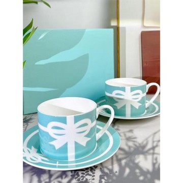 高端法式蝴蝶結藍骨瓷餐具陶瓷馬克杯咖啡杯碟水晶杯托盤禮盒送禮
