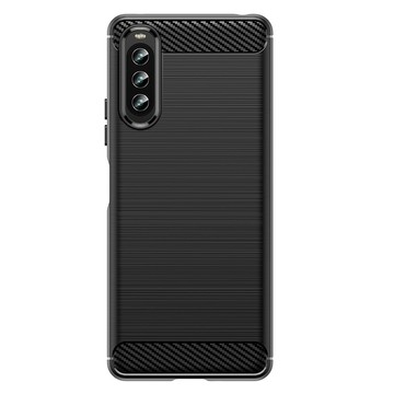 Xperia 5 IV / III / II 殼 SONY Xperia 5 IV 碳纖維拉絲紋防摔軟殼套_黑