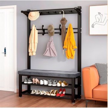 【匠俱】換鞋凳-60*33*172cm(簡易換鞋凳 入戶門家用鞋架衣帽架一體 落地玄關置物架一體 多功能換鞋凳)