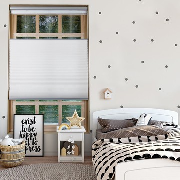 純白上下開合雙循環珠鍊半遮光蜂巢簾 (Cotton)