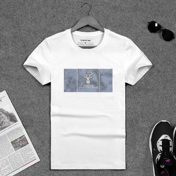 2025夏裝新款短袖t恤男韓版修身萊卡彈力百搭男士打底衫潮流體恤