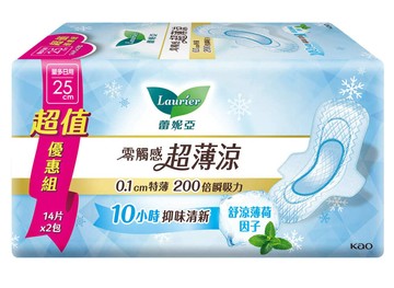 laurier 衛生棉 零觸感特薄 超薄涼量多日用加長型25cm 14片x2(3組)