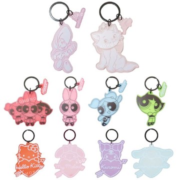 小禮堂 Kitty 酷洛米 牡蠣寶寶 飛天小女警 壓克力造型鑰匙圈 (半透明款)