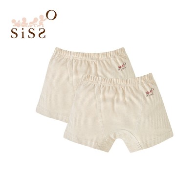 【SISSO有機棉】彩棉咖條四角男童內褲(二入) M(3~4足歲)