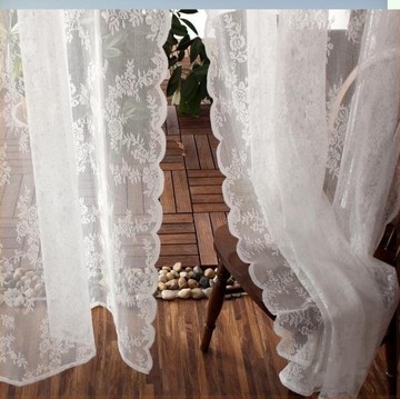 白沙新品小窗戶窗簾紗布料蕾絲飄窗長簾子韓版2019會議室輔料臥室