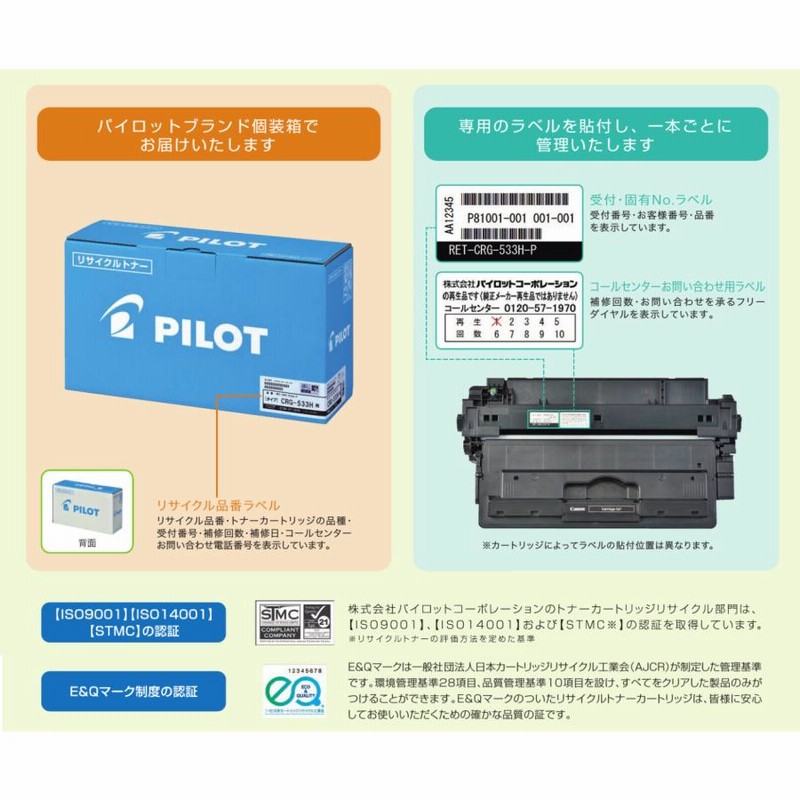 PILOT　リサイクルトナー？　RET-CRG-509-P-TK　パイロット PILOT リサイクルトナー？ RET-CRG-509-P-TK パイロット
