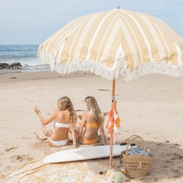 澳洲 Business & Pleasure Co. 質感海灘陽傘 懷舊條紋黃