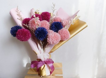 畢業季花束/訂製溫暖毛球花束/客製花盒禮