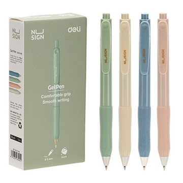 得力Deli NUSIGN按壓中性筆/ENS576-BK/柔色/混桿黑芯/0.5mm