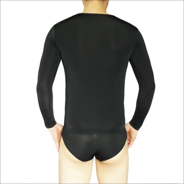 男士內衣男冰絲上衣超薄 性感家居服緊身長袖打底衫 圓領絲滑睡衣