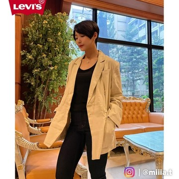 Levis 女款 亞麻西裝外套 / 淺卡其