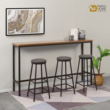 WAKUHOME 瓦酷家具 Alex工業風6尺吧台桌椅組(一桌三椅) 桌:寬180x深40x高145cm椅:寬57x深45.5x高75cm