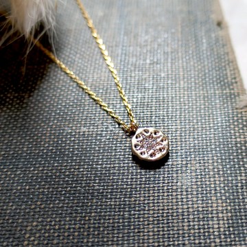 VIIART。金幣。復古金鋯石古著鎖骨短項鍊|歐風街頭百搭