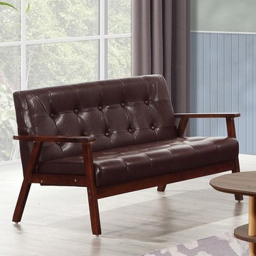 英格蘭二人棕皮沙發