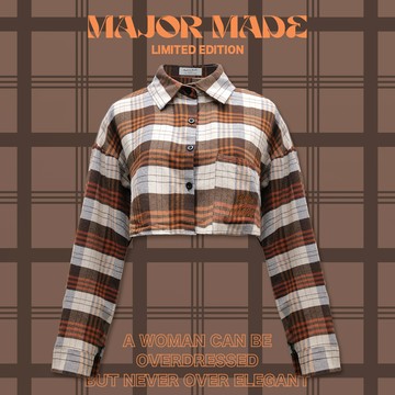 復古撞色短版格紋襯衫