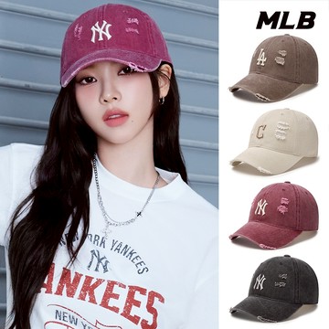 MLB 復古水洗刷破可調式軟頂棒球帽 道奇/守護者/洋基隊(3ACPVV34N-四款任選)【官方旗艦店】