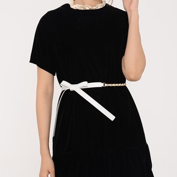 2022設計款拼帶腰帶女2.0款羊皮時尚蝴蝶結扣女士皮帶配裙子腰鏈