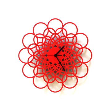 手工製作幾何掛鐘手繪精美錶盤 - Rings紅色