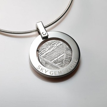 來自星星的- 瑞典鎳鐵隕石・旋轉圓・白鋼項鍊墜飾