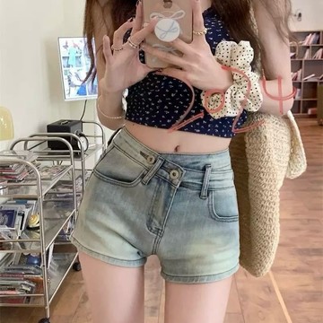 CU🇰🇷不規則設計感🖤復古水洗 美式百搭牛仔短褲/熱褲/休閒褲
