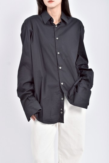 (L) sisley西裝長袖黑色襯衫上衣