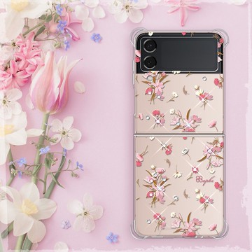 Samsung Z Flip4 5G水晶彩鑽四角加厚雙料手機殼-小清新-蘆莉草