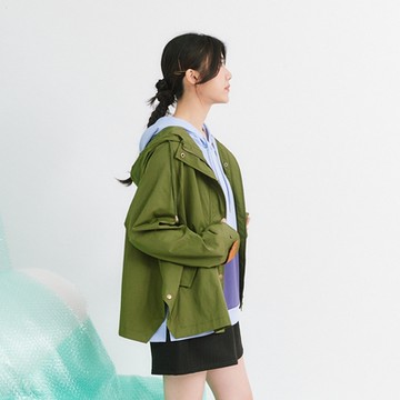 【Dailo】造型寬鬆休閒風衣長袖外套 藍 綠 咖 (魅力商品)