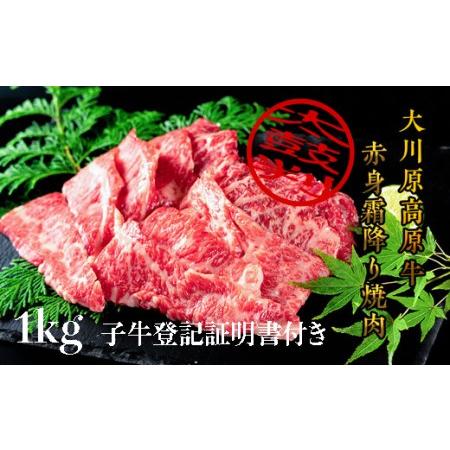 ふるさと納税 『大川原高原牛』　赤身・霜降り焼肉　1kg 　 徳島県佐那河内村