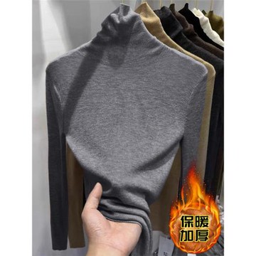 上衣新款冬季簡約加厚款內搭打底衫慵懶風堆堆高領修身長袖針織衫