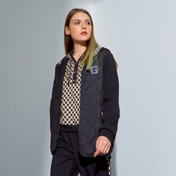 CLL巧玲瓏 經典菱格拼接袖連帽外套 3777669