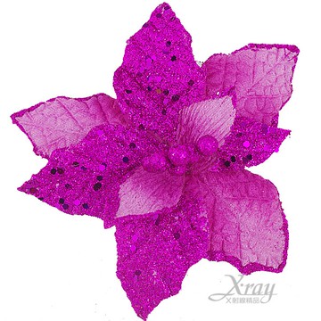 聖誕花(粉.絨布.亮片)，聖誕節/聖誕花/聖誕佈置/聖誕裝飾/掛飾/吊飾，X射線【X110011】