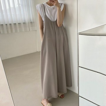 【巴黎精品】現貨+預購 連身褲休閒長褲-細肩帶垂感純色寬鬆女褲子2色a1go55