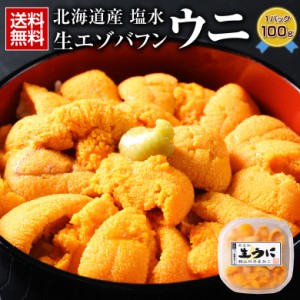 うに ウニ 北海道産.塩水生エゾバフンウニ100g.送料無料 グルメ 食品 海鮮 ギフト プレゼント お取り寄せ 贈り物 応援 復興 エゾバフンウ