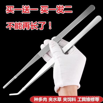 🔥鑷子 不銹鋼 種多肉 夾水草 加厚 圓直頭 加長 鑷子 捉蟲 蠍子 動物 餵食彎頭新品熱賣👍買一送一鑷子不銹鋼加厚圓頭