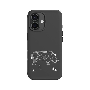 iPhone 16 SolidX 黑 - Animal Silhouette / 動物剪影 - 幾何-動物系列/犀牛